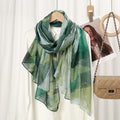 Stylish green colour printed soft long hijab