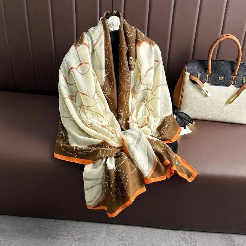 Classy brown color printed soft viscose hijab / orna