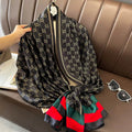 Classy black printed long silk hijab / orna
