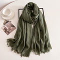 Stylish Army Green Imported Super Soft Big Size Summer Friendly Cotton Hijab / Orna