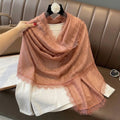Lovely Orange New Japanese Travel Sunscreen Literary Retro Women's Summer Friendly All-match Solid Color Long Cotton Lace Hijab / Orna