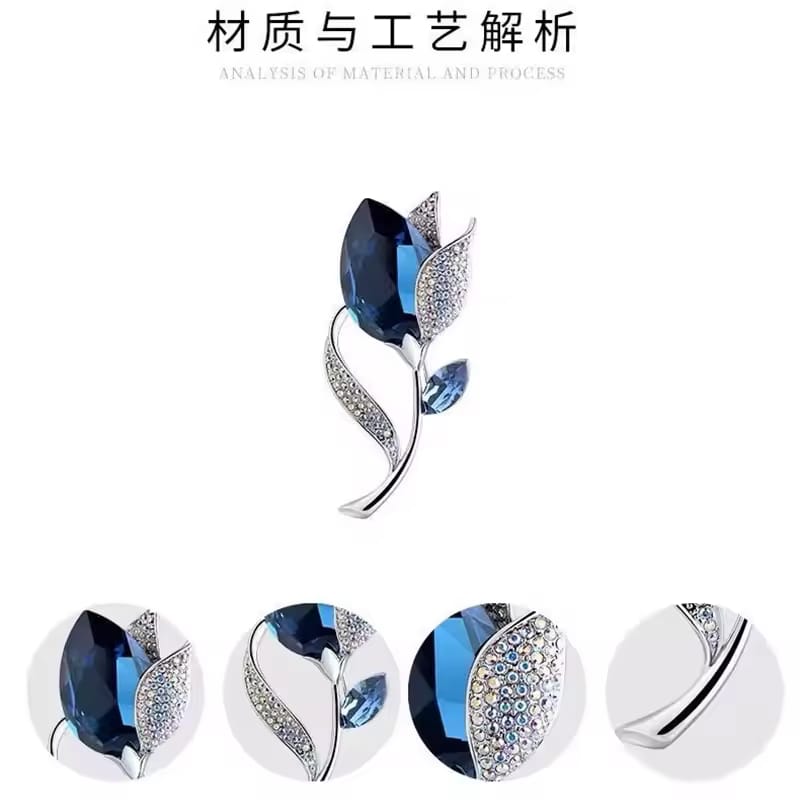 Classy Blue Flower Tulip Imported Brooch Pin