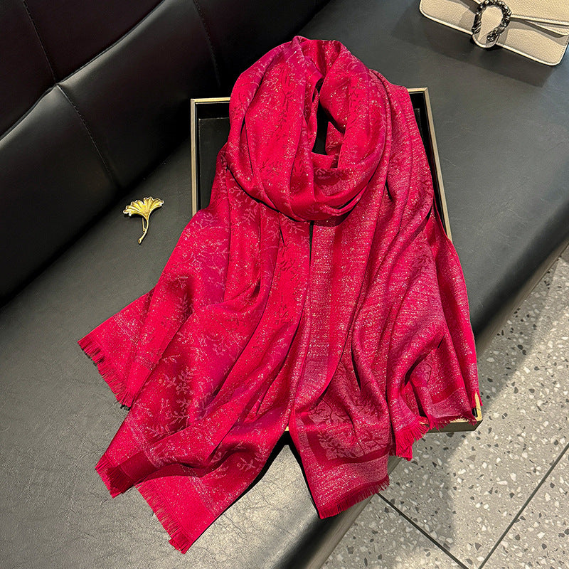 Gorgeous Red Shiny Imported Party Hijab / Orna