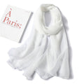 Sophisticated White Color Transparent Solid Color Soft Long Silk Scarf / Orna