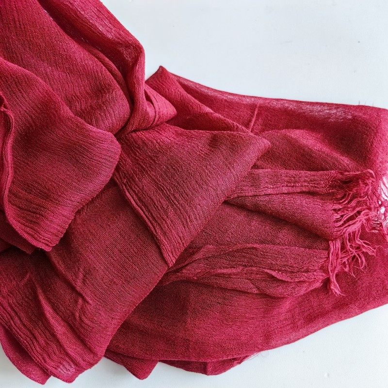 Elegant deep wine red color rayon cotton long hijab