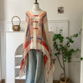 Multicoloured soft long tassel cape