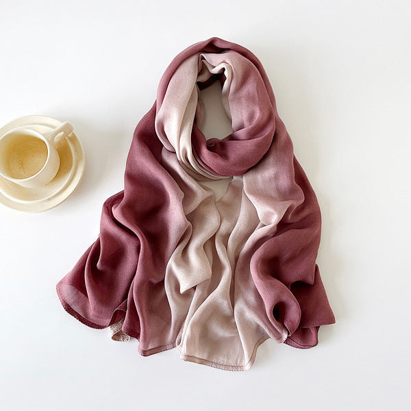 Sophisticated Dusty Rose Color Literary Retro Gradient Rayon Cotton Imported Hijab / Orna