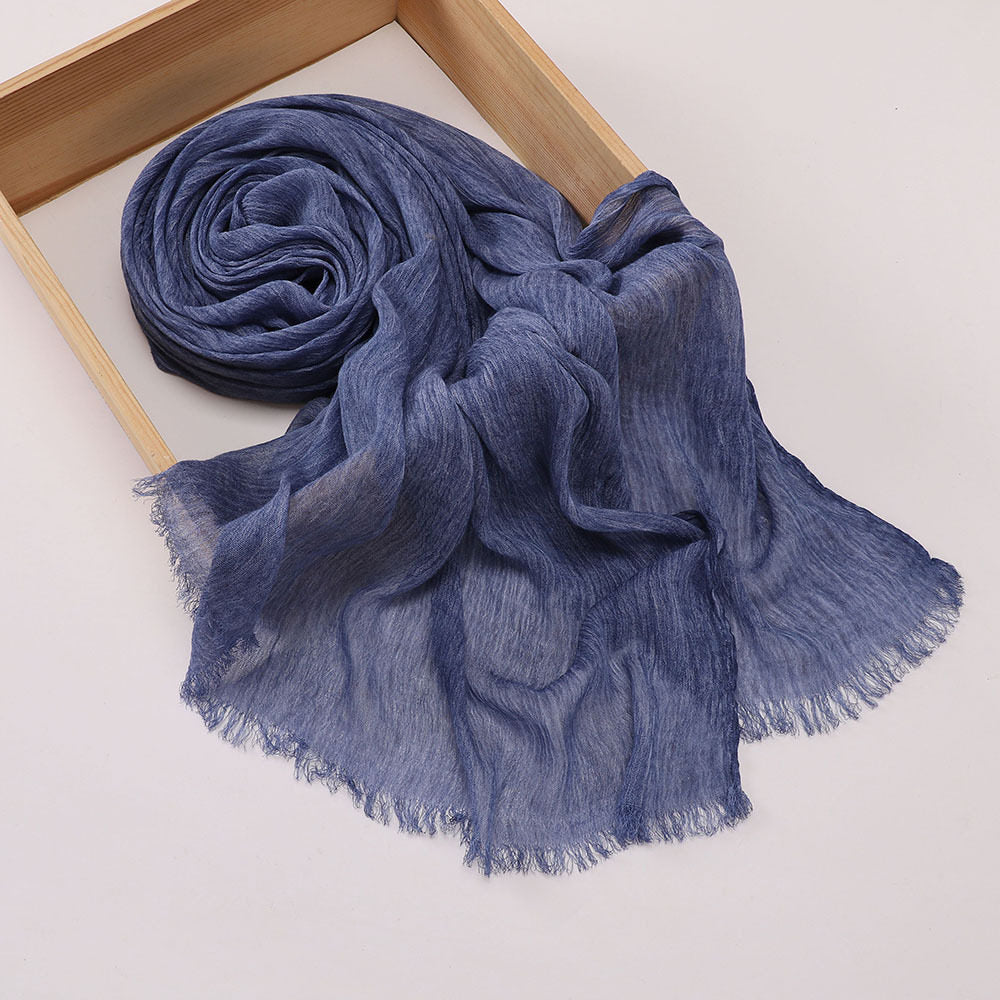 Stunning Denim Blue Color Super Soft Summer Friendly Imported Long Rayon Cotton Hijab / Orna