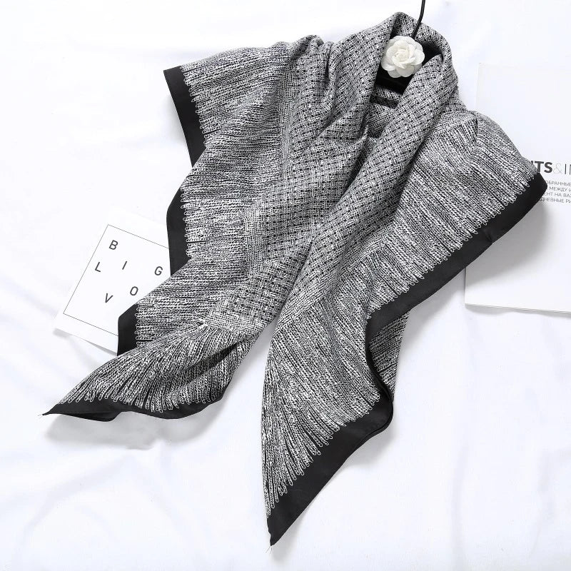 Grey printed silk scarf