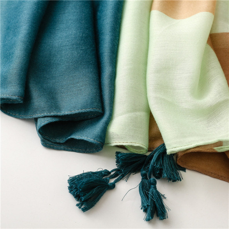 Imported green colour soft long tassel hijab / orna
