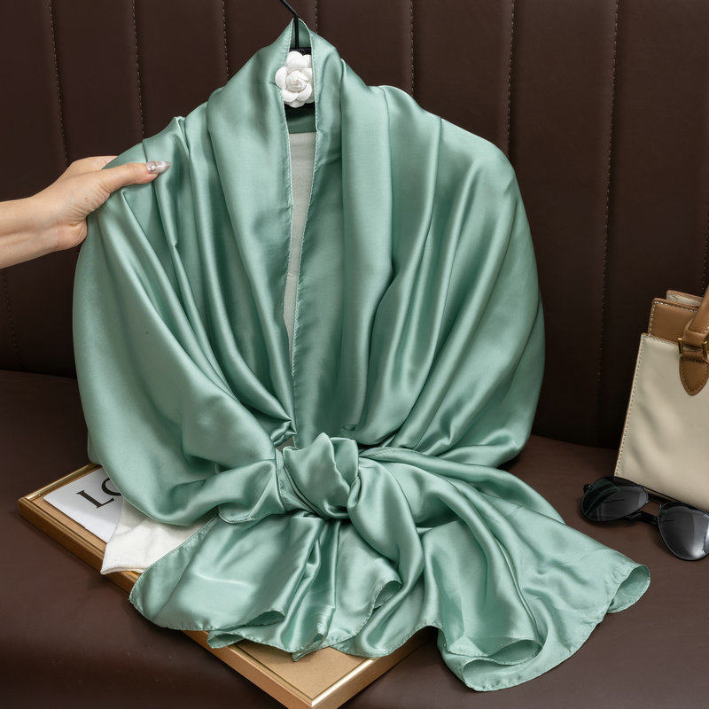 Beautiful Mint Green Color Long Shiny Satin Silk Hijab / Orna