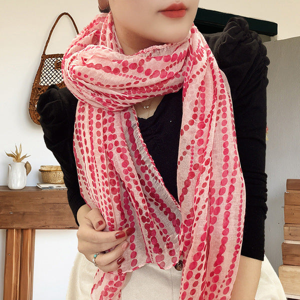 Pretty Pink Colour Summer-Friendly Soft Long Polka Dot Printed Hijab / Orna