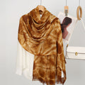 Stunning Chocolate Brown High Quality Tie-Dye Rayon Cotton Scarf Women Girl Ombre Striped Imported Long Crinkle Breathable Printed Hijab / Orna