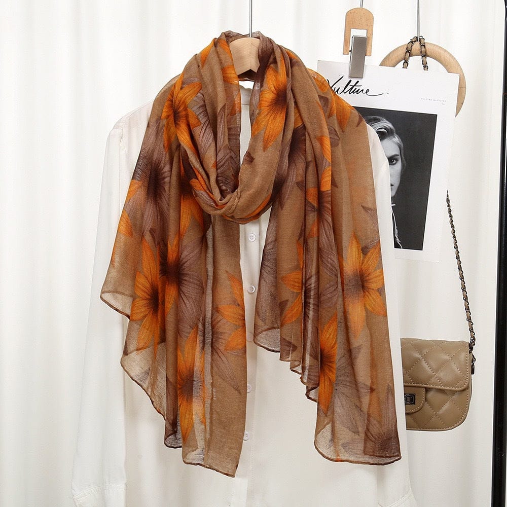 Brown colour floral patterned soft long  hijab / orna