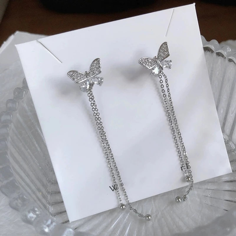 Silver Color Tassel Earrings