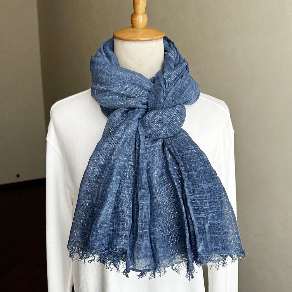 Stunning Indigo Blue Summer Friendly Big Size Imported Cotton Hijab / Orna