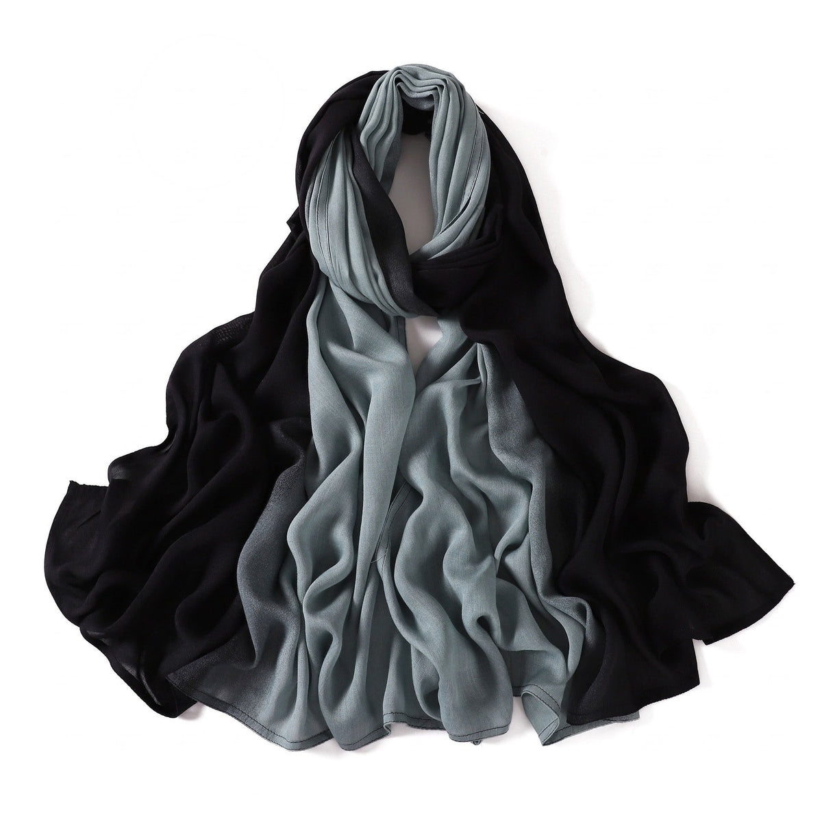 Classy Black Greyish Blue Color Literary Retro Gradient Rayon Cotton Imported Hijab / Orna