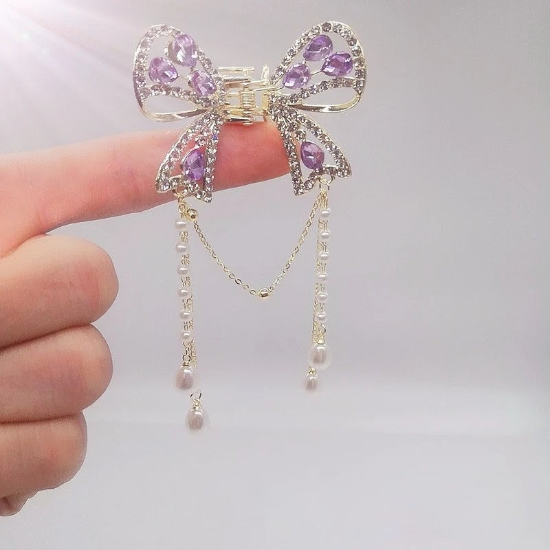 Classy purple color tassel claw clip
