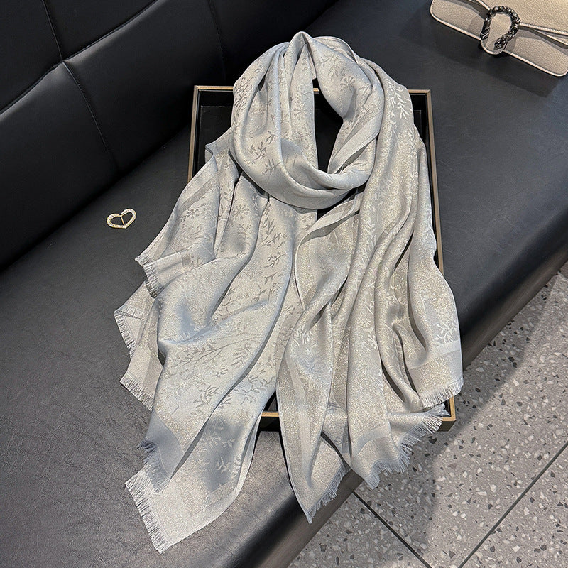 Classy Gray Imported Shiny Party Hijab / Orna