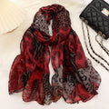 Gorgeous Wine Red Color Leopard Printed Imported Skin-friendly Long Hijab / Orna