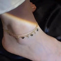 Gorgeous Love Shape Rhinestone Golden Color Double Layer Anklet