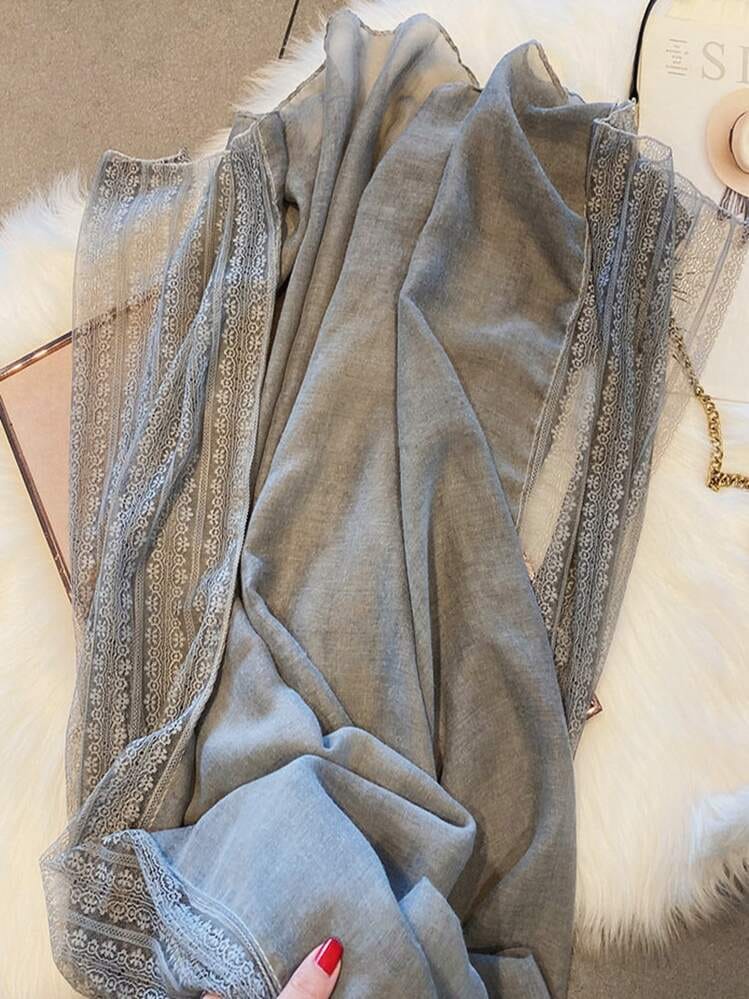 Classy Ash Color Imported Premium Soft Lace Cotton Hijab / Orna