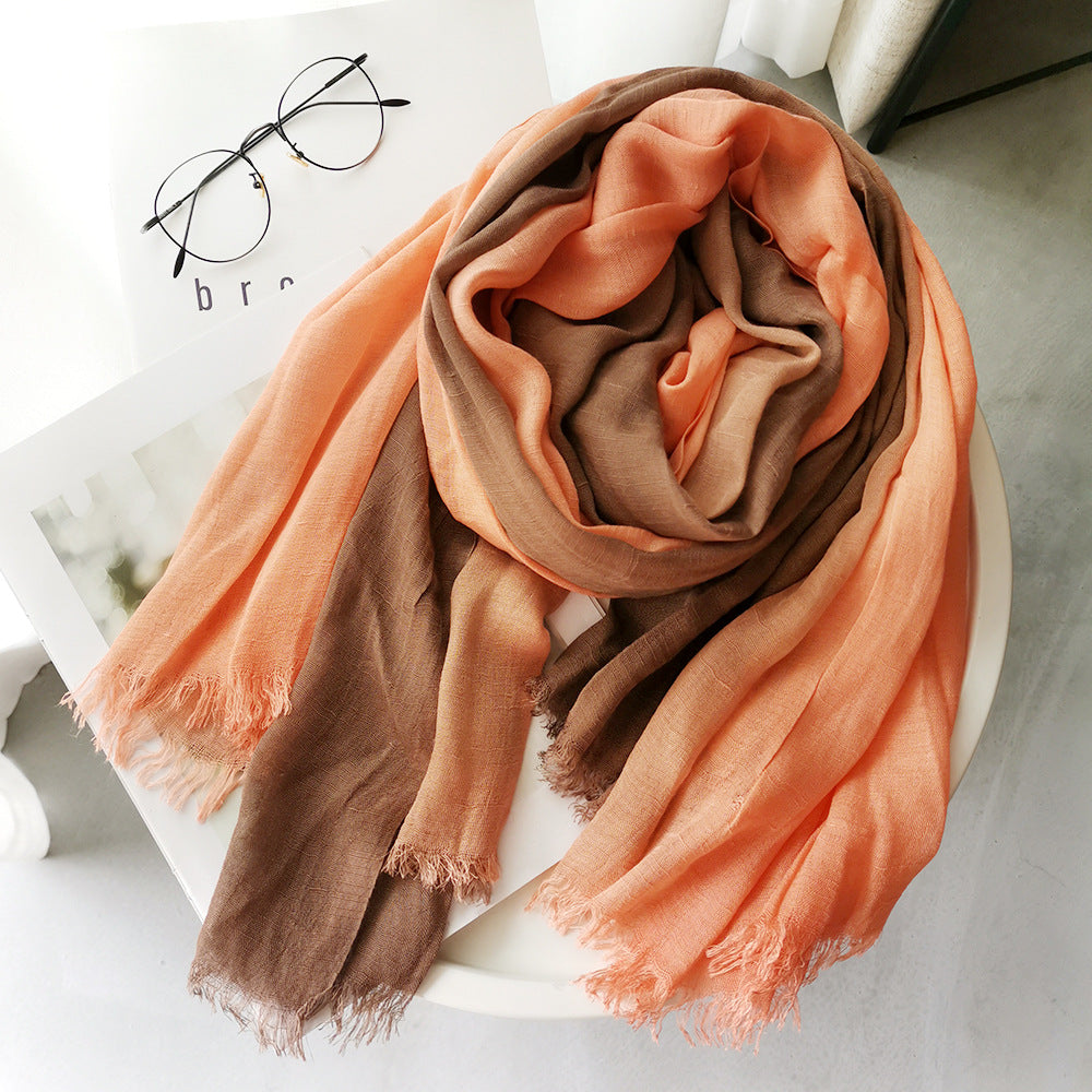Coral orange coffee color soft cotton hijab/orna