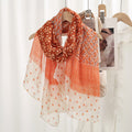 Beautiful Orange Floral Printed Soft Summer Friendly Long Hijab / Orna