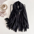 Elegant Black Color Imported Super Soft Big Size Summer Friendly Cotton Hijab / Orna
