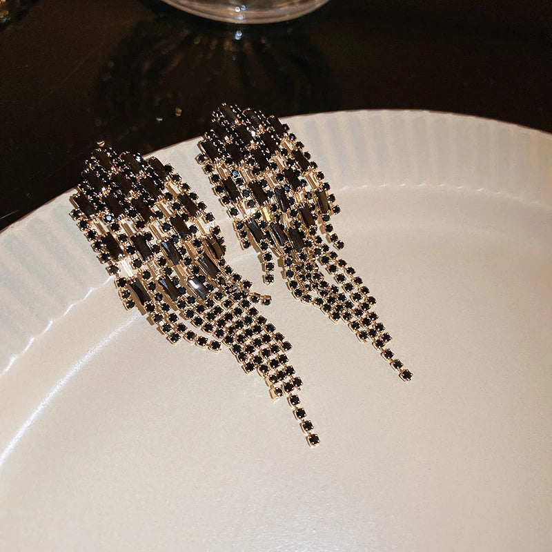 Beautiful black color crystal earrings