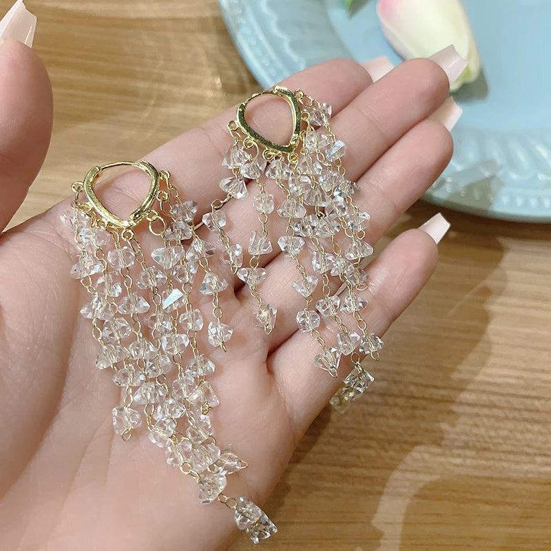 Imported Gorgeous Crystal Tassel Earrings