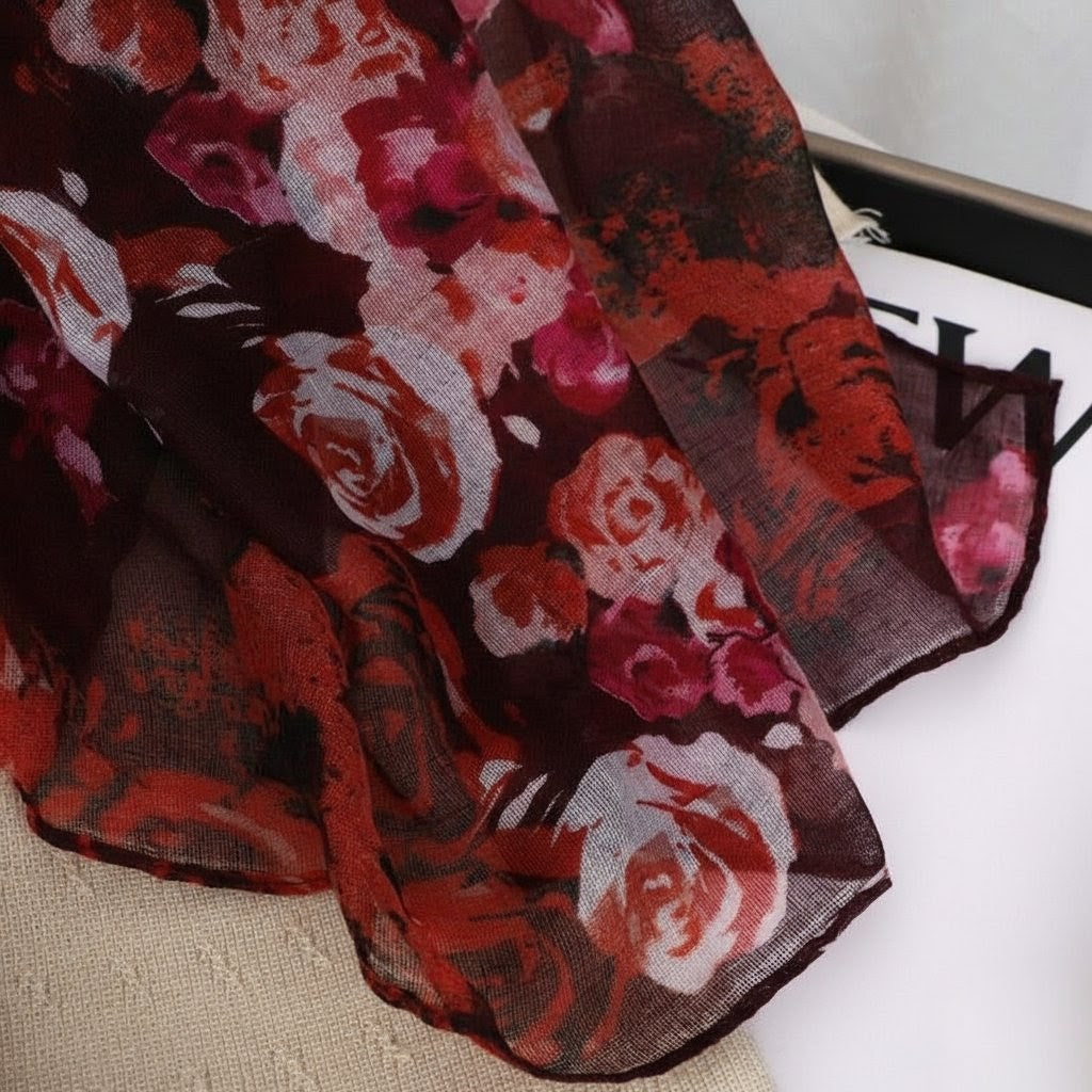 Gorgeous Burgundy Color Imported Skin-friendly Long Hijab / Orna