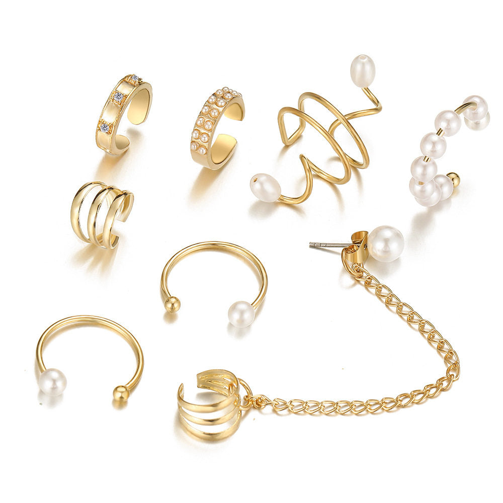 Creative Punk Style 8 pieces no piercing Earrings Set For Women