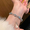 Stylish Blue Color Light Luxury Niche Exquisite High-End Trendy Zircon Adjustable Imported Bracelet for Women with Elegant Sparkling Crystal Design
