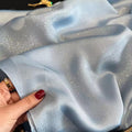 Sky Blue Color Shiny Silk Party Hijab / Orna
