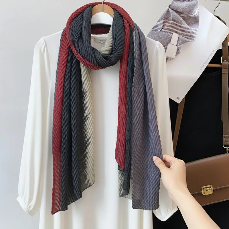 Stunning gray wrinkled cotton hijab / orna