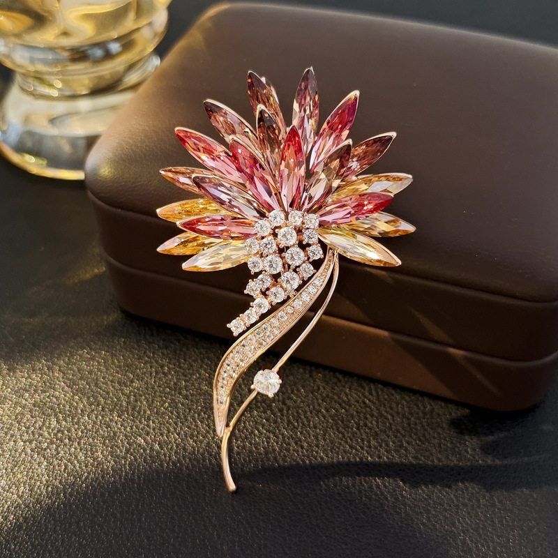 Rose Gold Flower Imported Brooch Pin