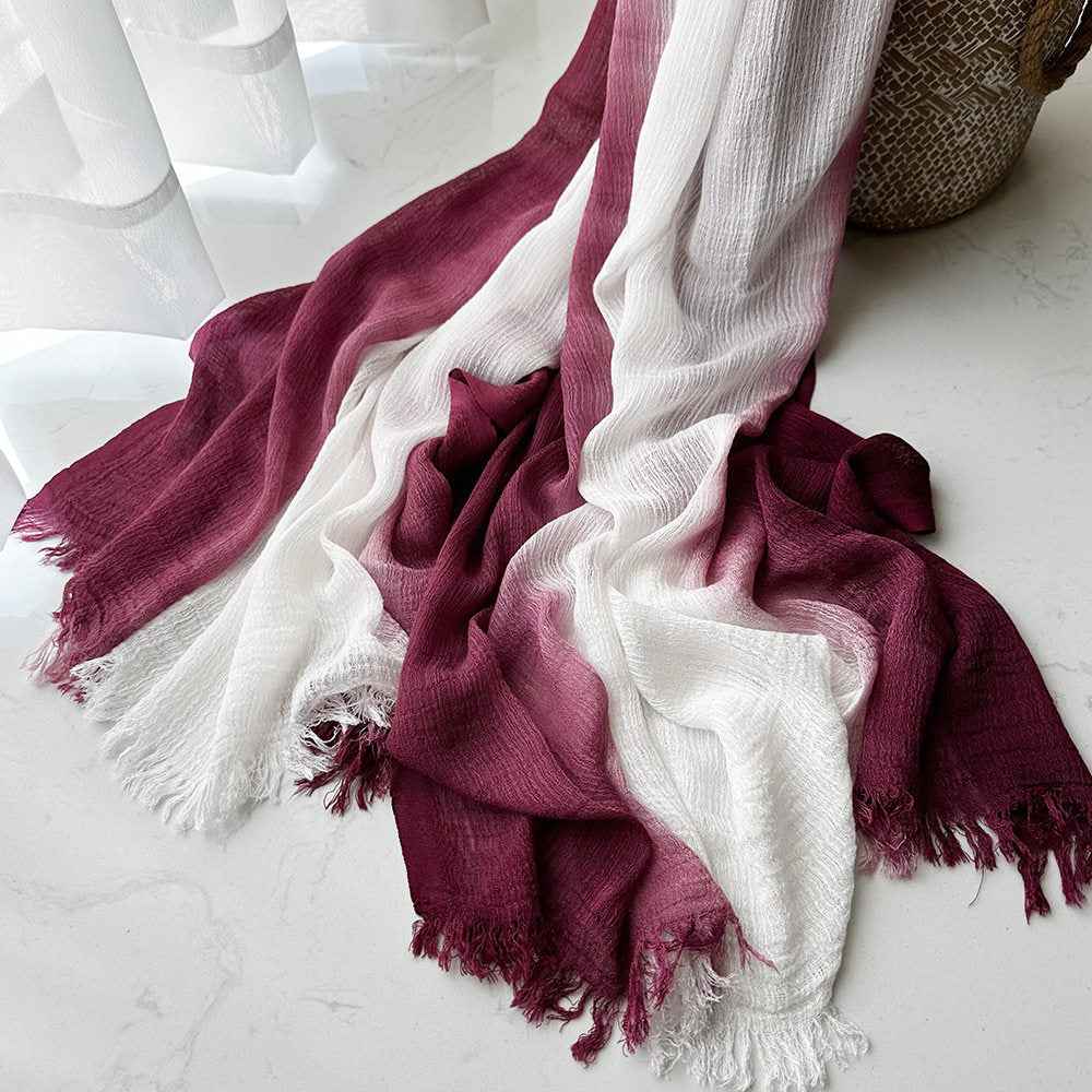 Gorgeous wine red color gradient long rayon cotton hijab