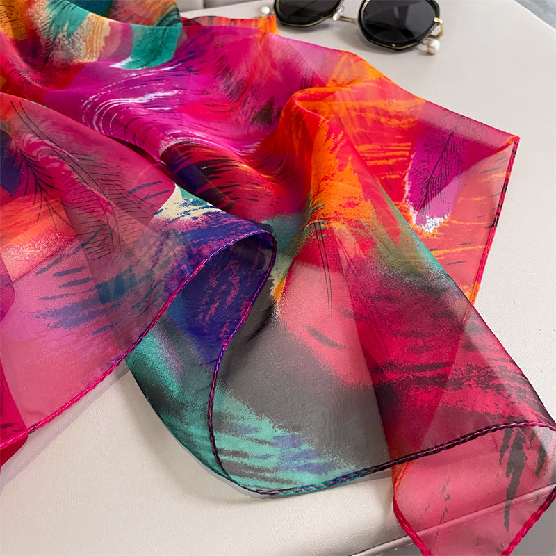 Imported colorful transparent long silk scarf / orna