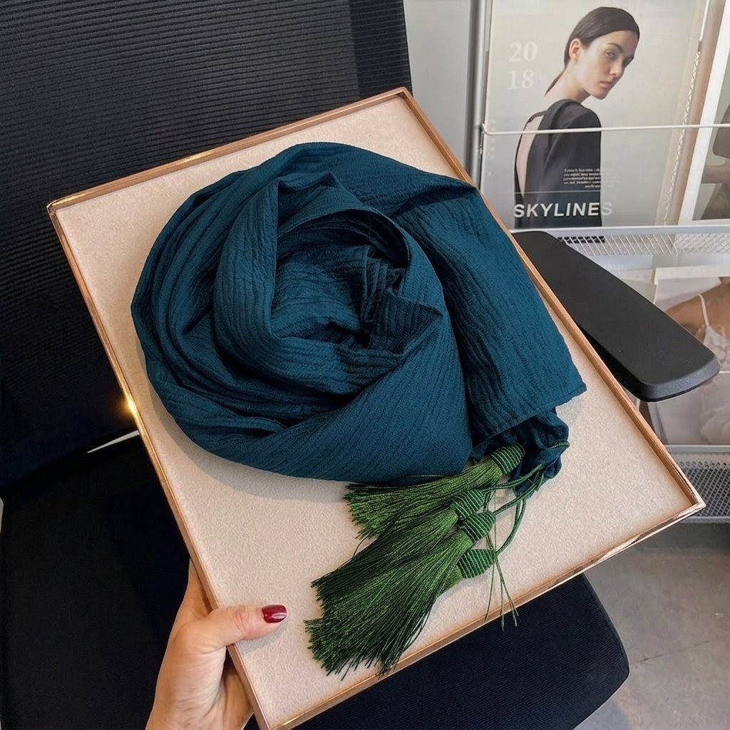 Elegant teal colour cotton hijab / orna