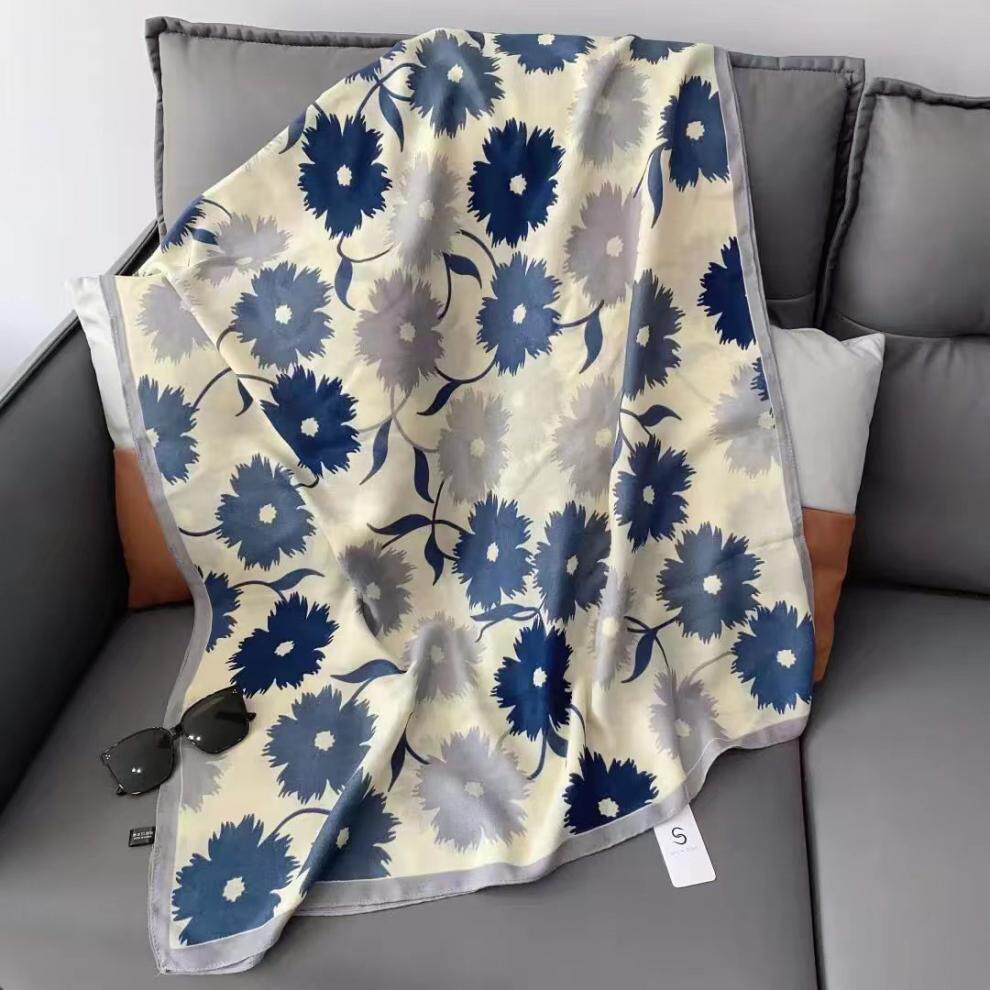 Elegant Gray Color Floral Printed Imported Viscose Hijab / Orna