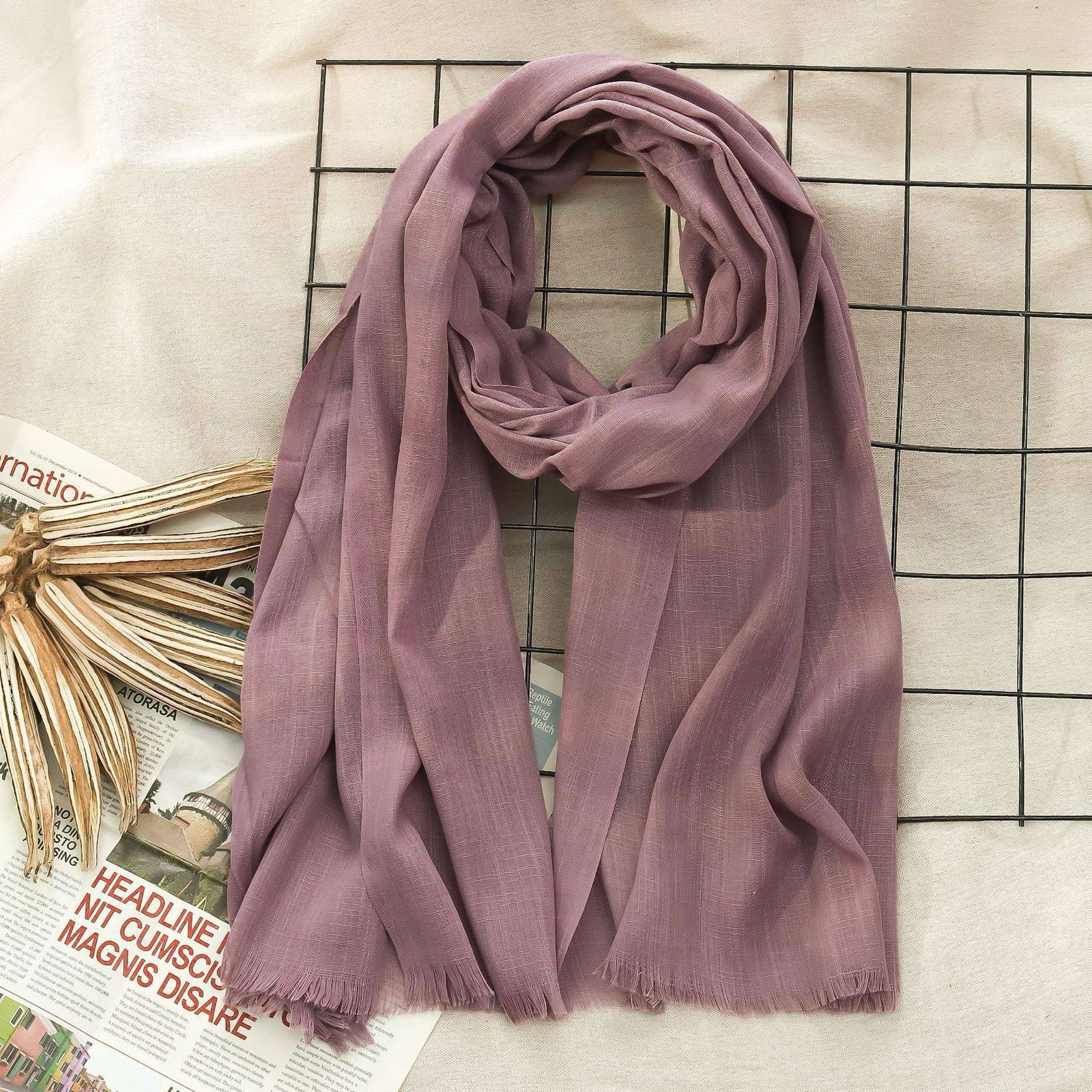 Elegant Purple Color Soft Long Bamboo Cotton Hijab / Orna