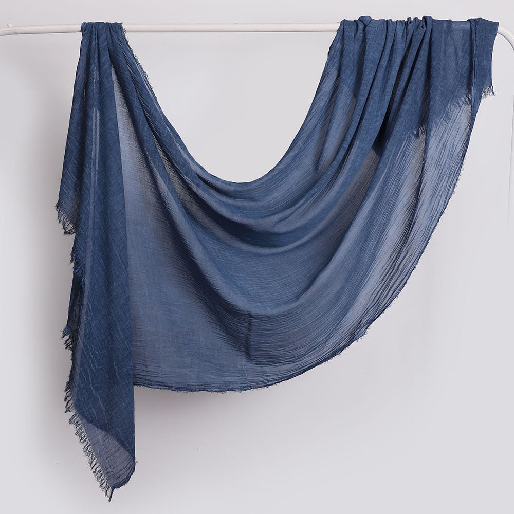 Elegant Navy Blue Color Super Soft Summer Friendly Imported Long Rayon Cotton Hijab / Orna