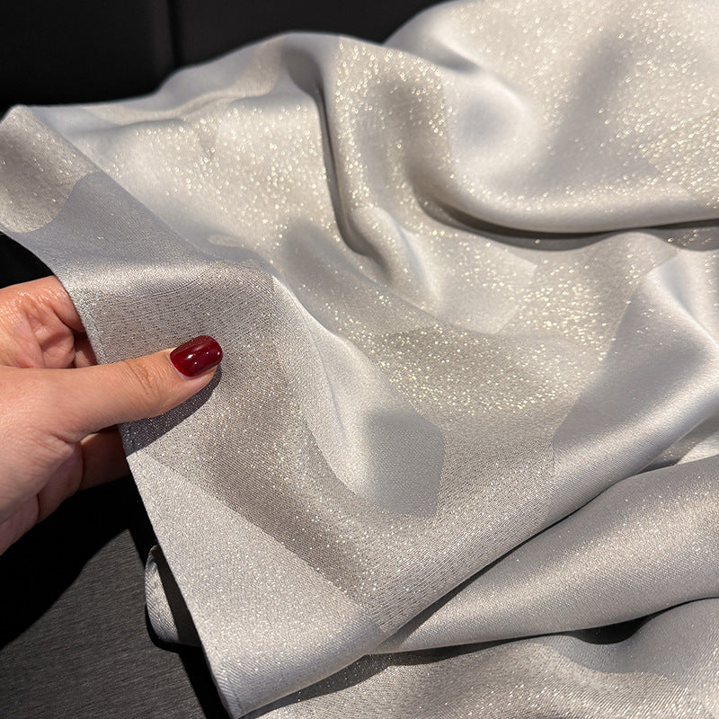 Elegant Silver Color Imported Shiny Party Hijab / Orna