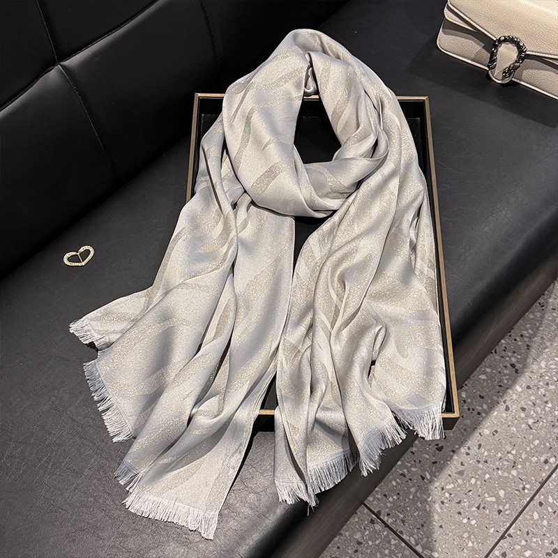 Imported Shiny Silver Color Party Hijab / Orna