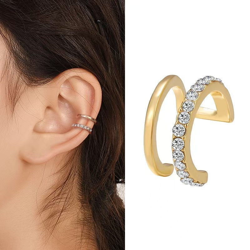 Imported No Piercing Ear Buckle Golden Color Earrings for Women ( Single Piece)