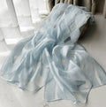 Sophisticated light blue color long organza silk scarf
