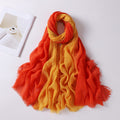 Beautiful Burnt Orange Soft Gradient Natural Muslim Women Comfortable Imported Crinkle Cotton Hijab / Orna