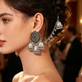 Stunning Dark Green Bohemian Style Exotic Wind Chime Imported
Rhinestone-Encrusted Beaded Tassel Earrings for Women
