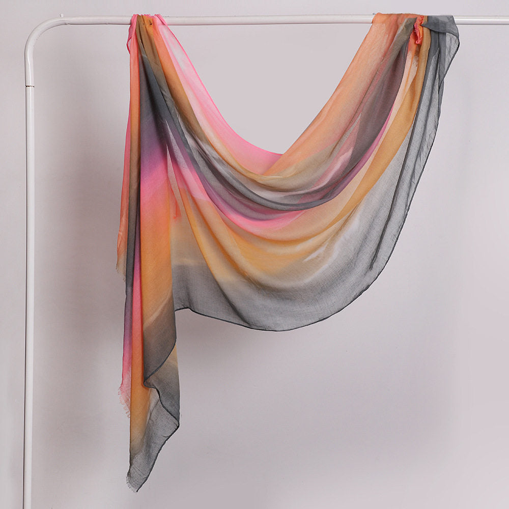 Lovely Coral Pink & Ash Color Summer Friendly Gradient Color Imported Long Hijab / Orna